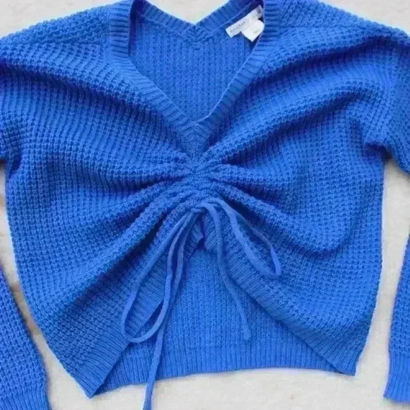 SINCERELY JULES Adjustable Length Cinch Crop Long Sleeve Knit Sweater Women S - Picture 9 of 10